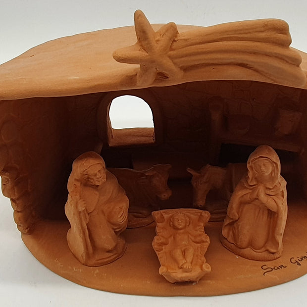 Presepe Terracotta Con Capanna 5 Pezzi cm 7