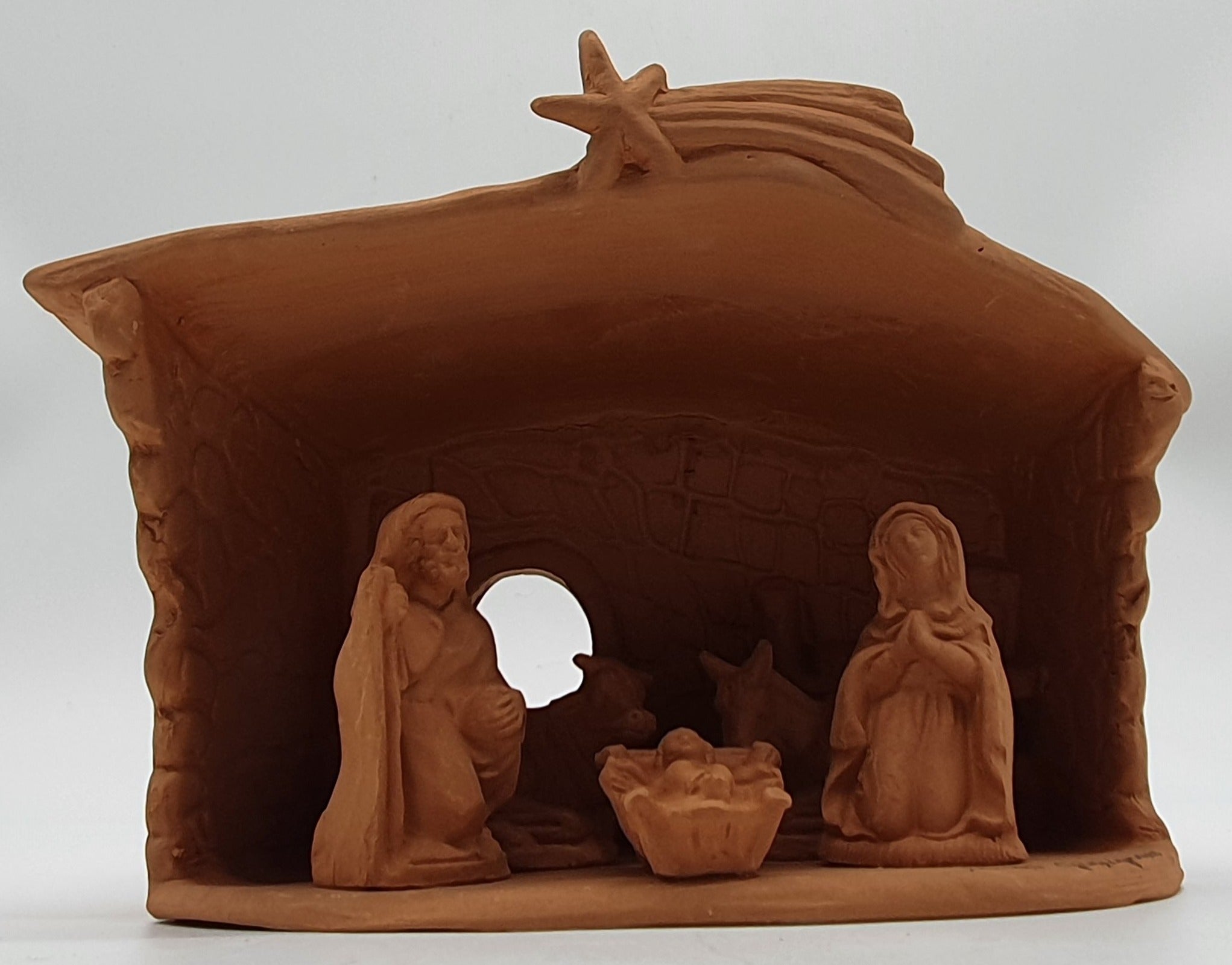 Presepe Terracotta Con Capanna 5 Pezzi cm 7
