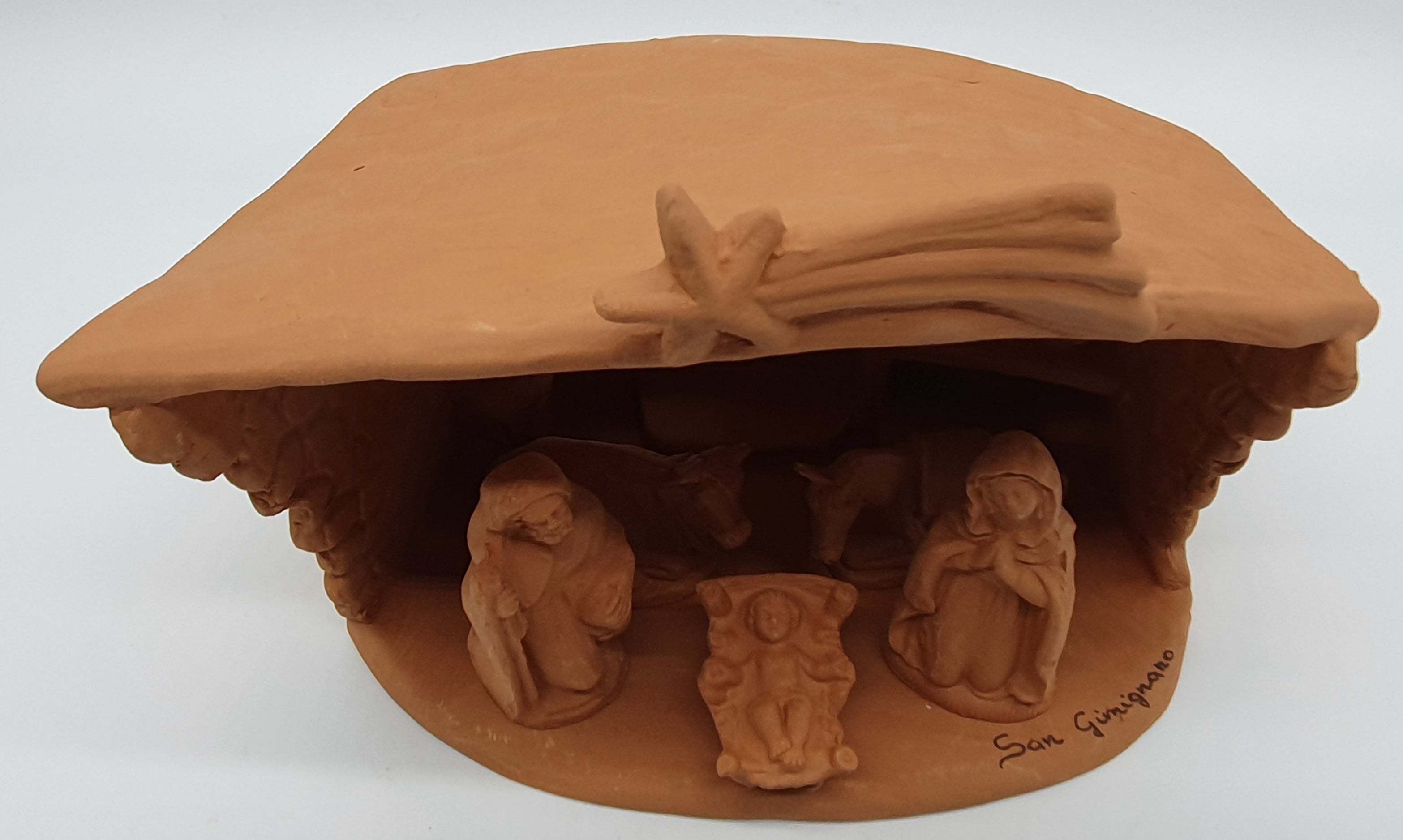 Presepe Terracotta Con Capanna 5 Pezzi cm 7