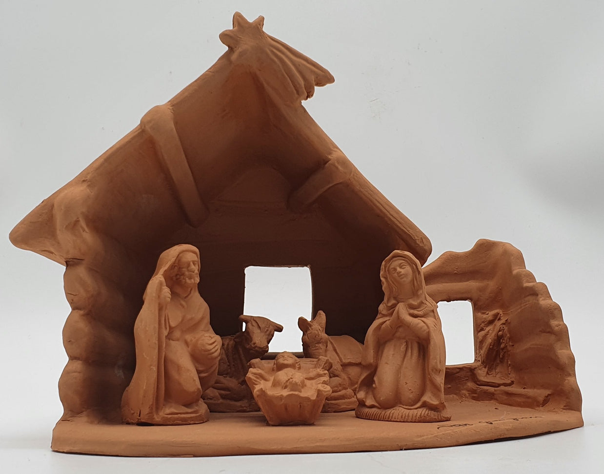 Presepe Terracotta Con Capanna A Punta 5 Pezzi cm 7