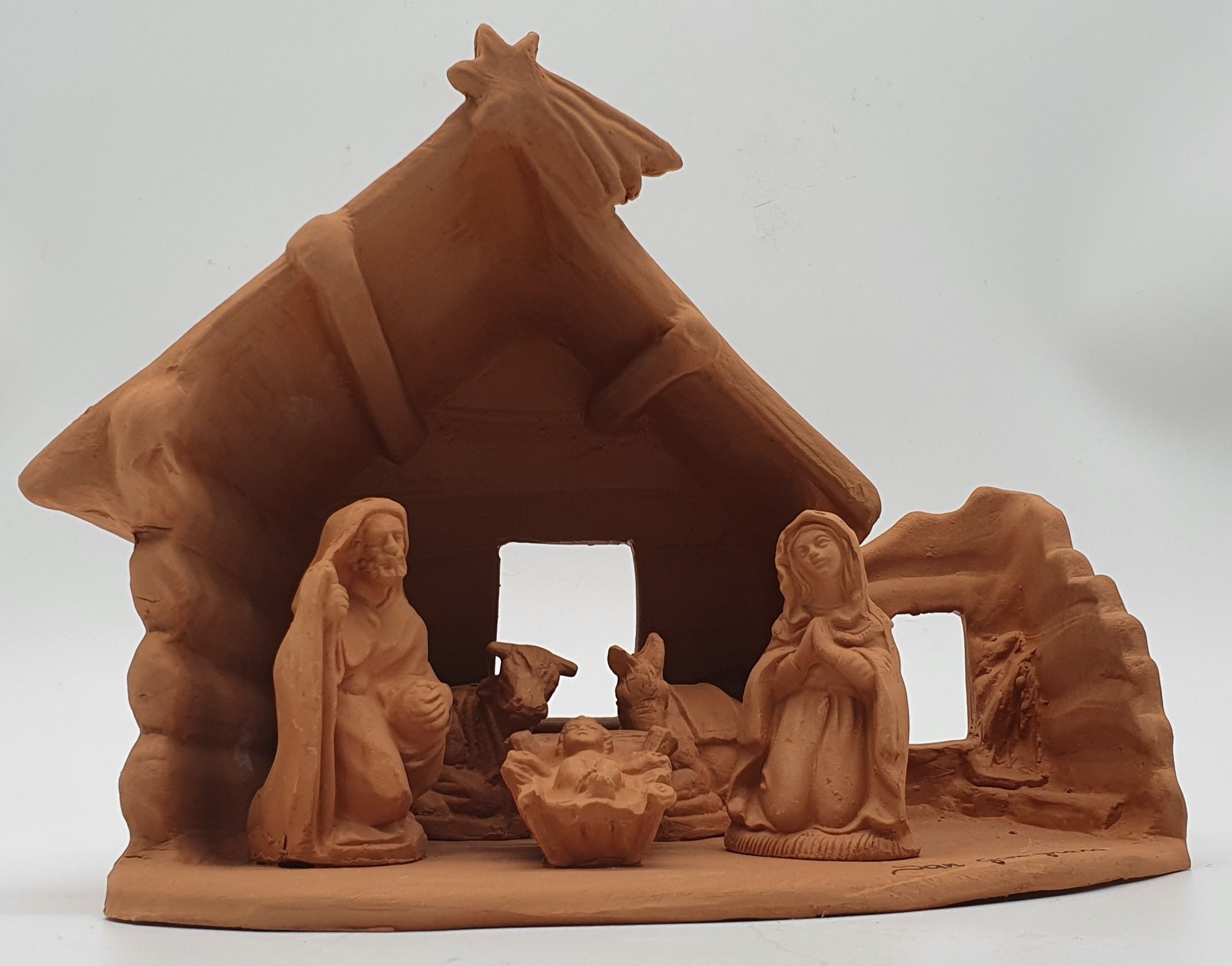 Presepe Terracotta Con Capanna A Punta 5 Pezzi cm 7