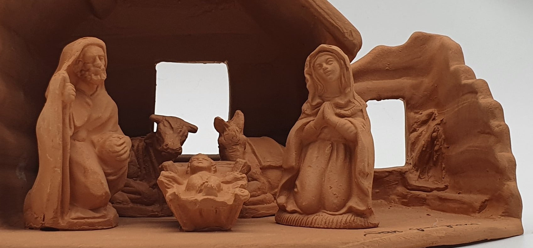 Presepe Terracotta Con Capanna A Punta 5 Pezzi cm 7