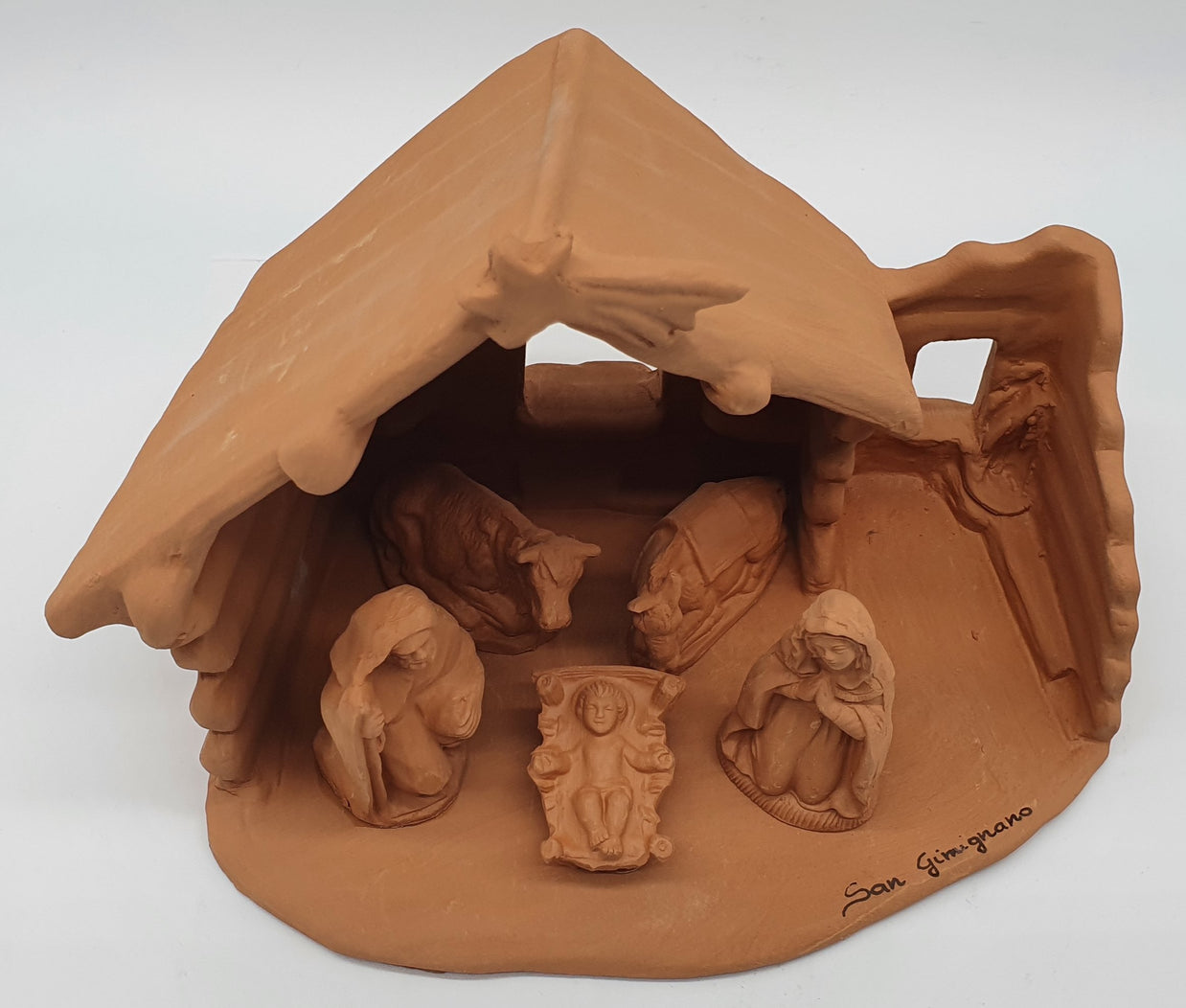 Presepe Terracotta Con Capanna A Punta 5 Pezzi cm 7