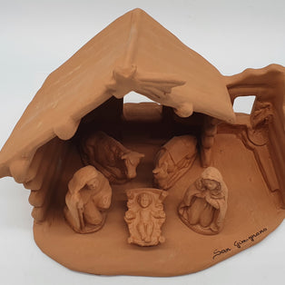 Presepe Terracotta Con Capanna A Punta 5 Pezzi cm 7