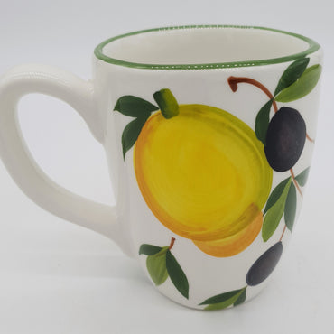 Glass Mug Decorated with Lemons And Olives