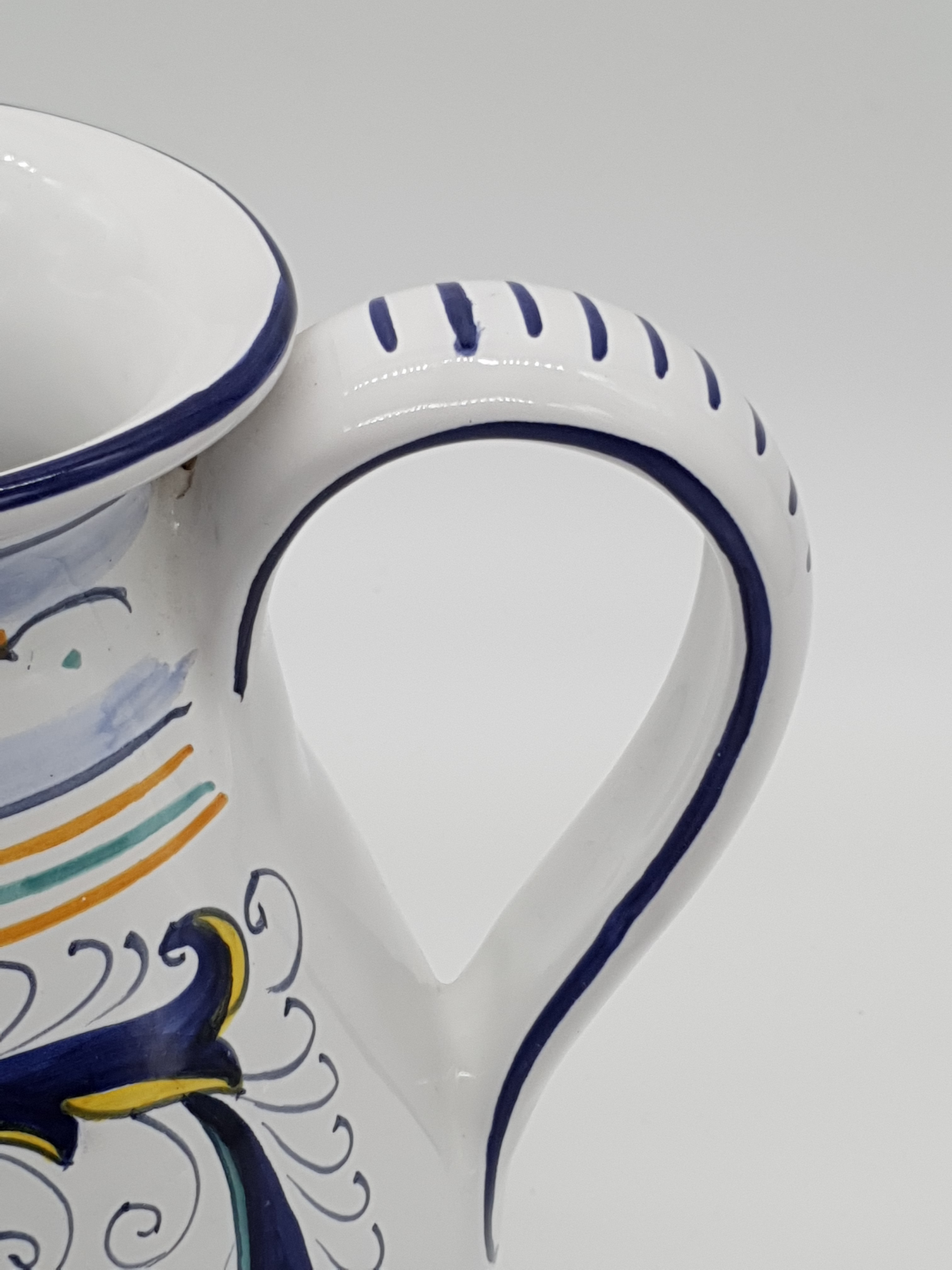 Vase With Low Belly Handle Deruta Decoration