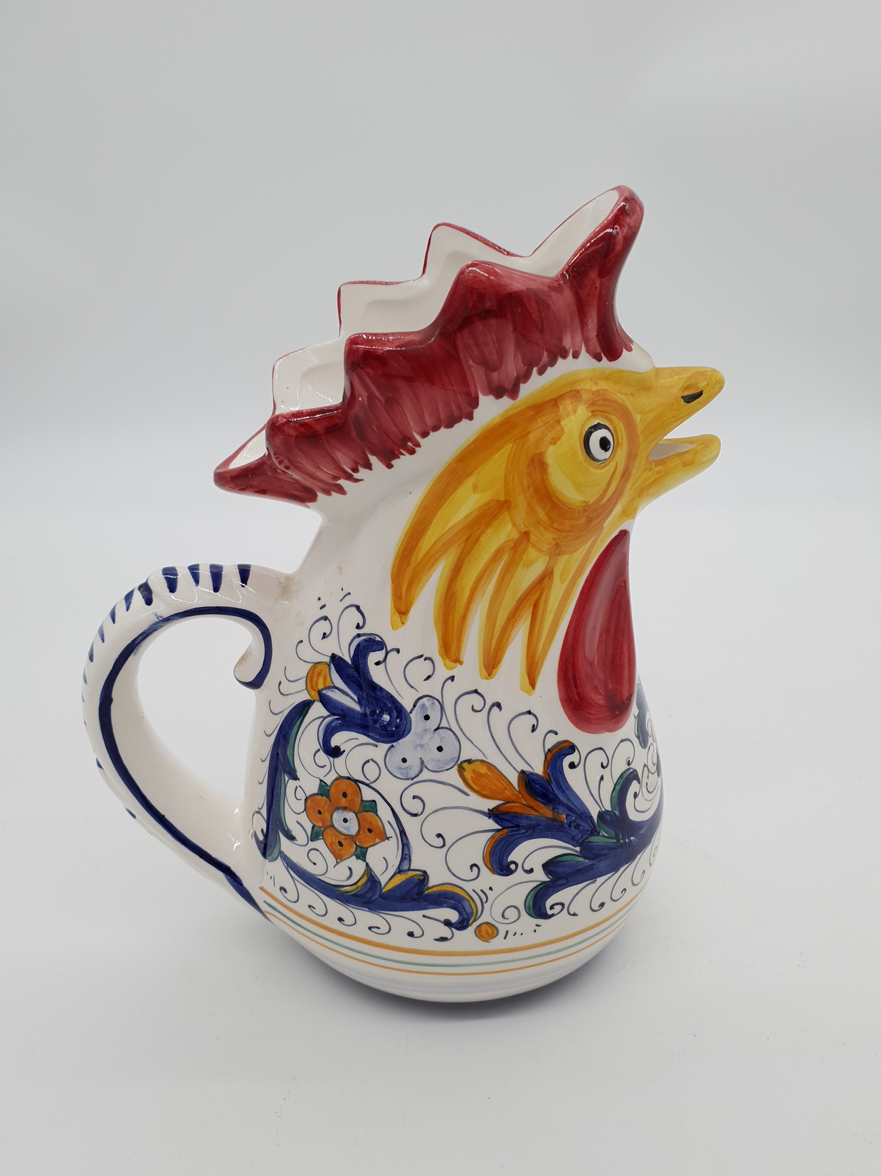 Brocca A Forma Di Gallo Decoro Deruta