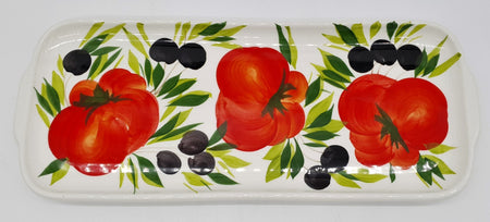 Tray With Handles Decorated Tomatoes And Olives