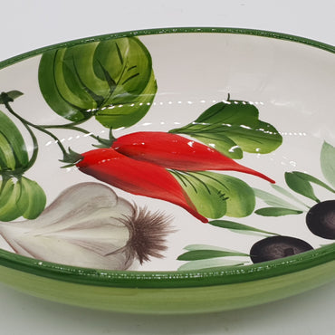 Bolo Bowl Oval Decorated Garlic Olives Chilli