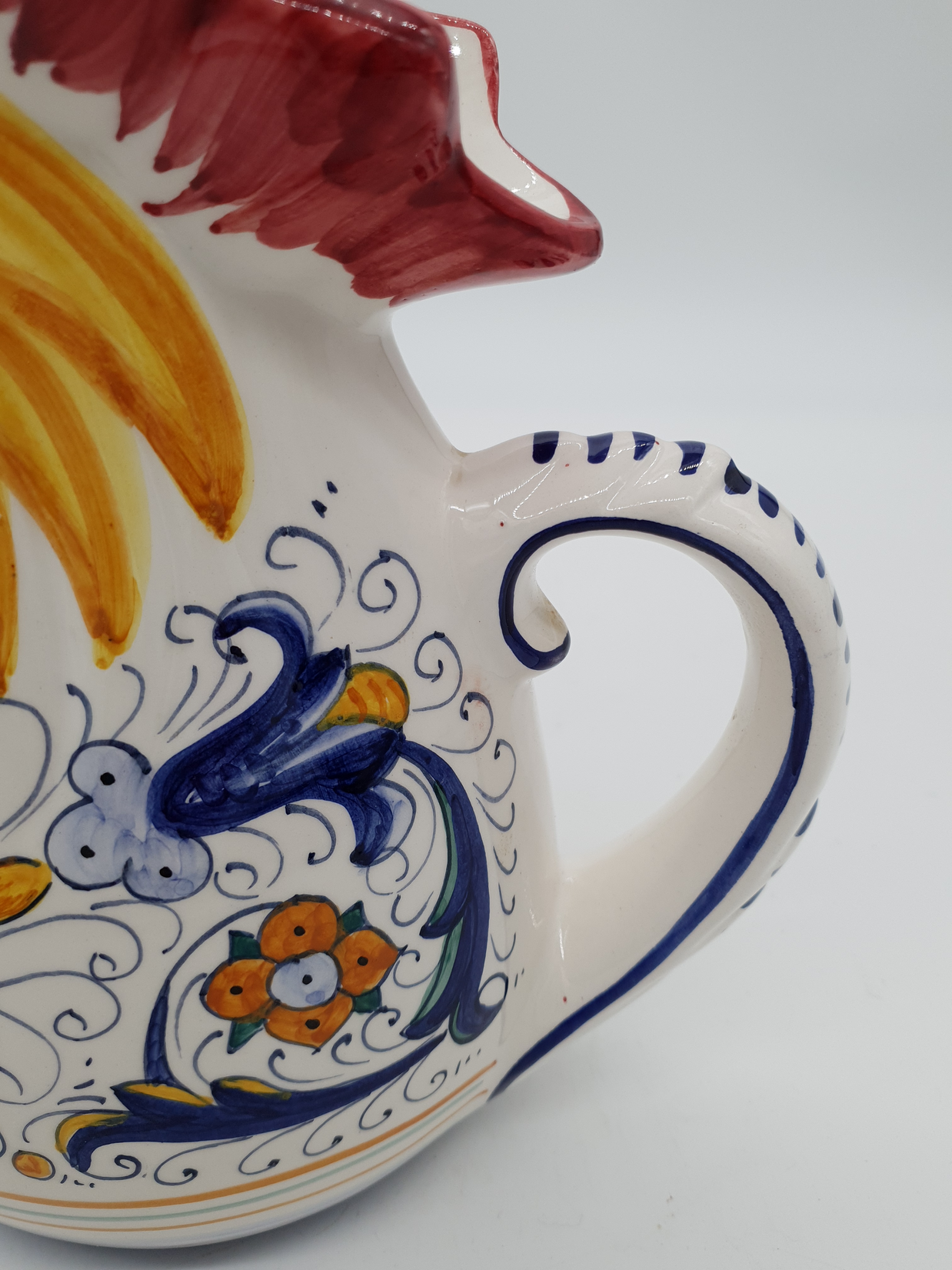 Brocca A Forma Di Gallo Decoro Deruta