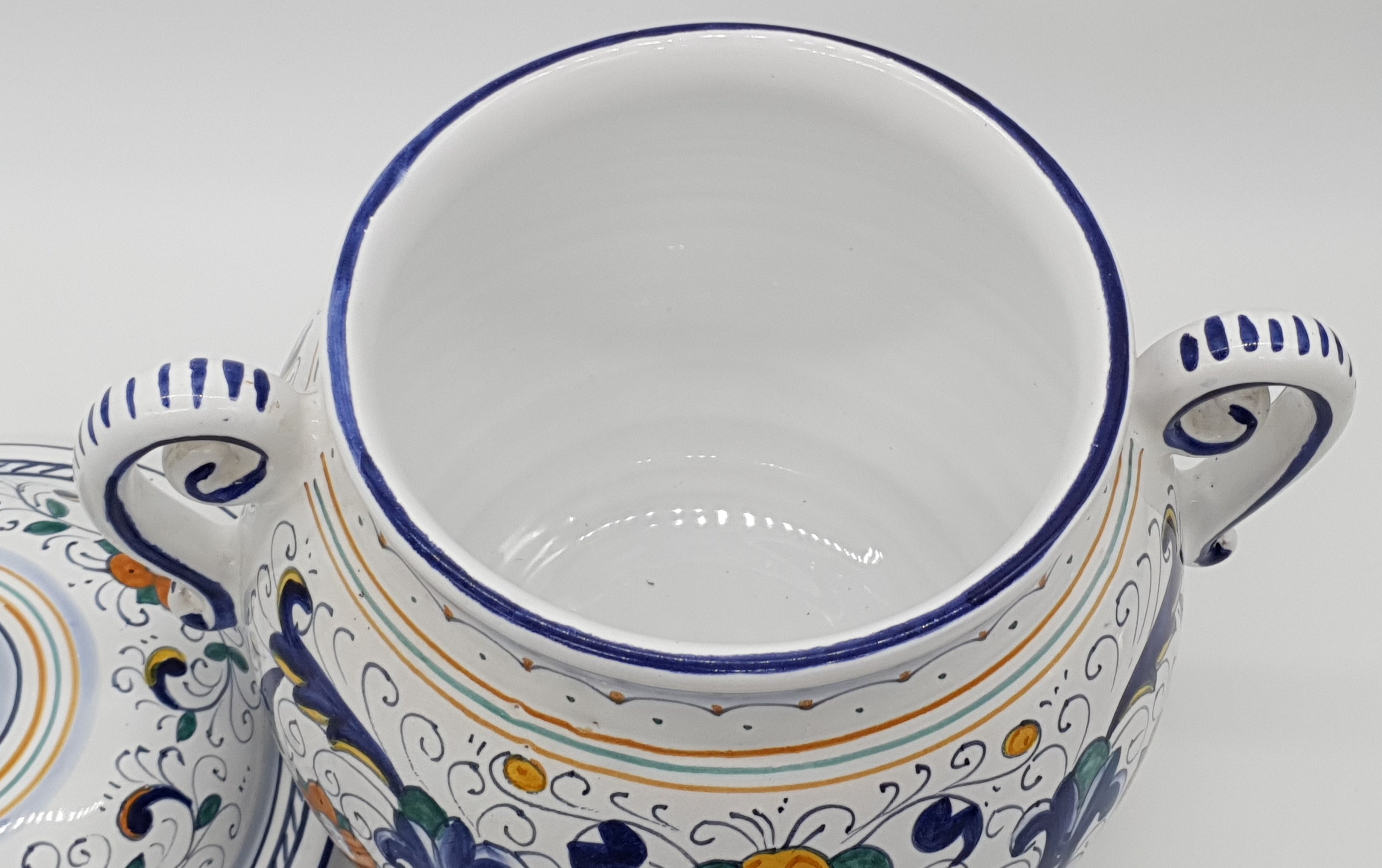 Zuppiera Alta Con Manici Decoro Deruta
