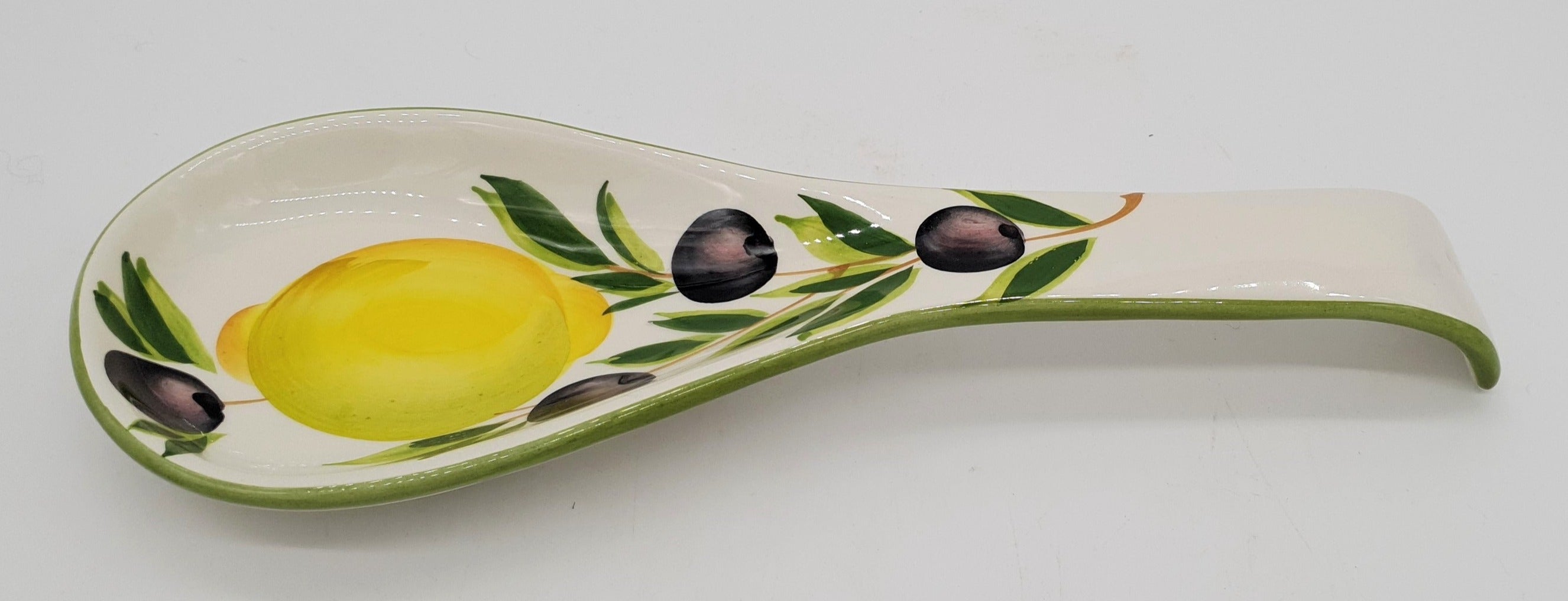 Ladle or spoon holder with lemons and olives decoration