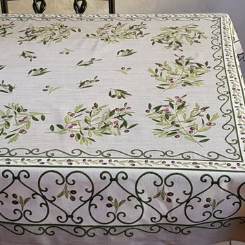 Tovaglia Provenzale Olive Fondo Grigio
