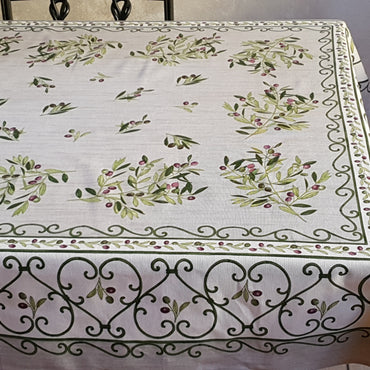 Provencal Tablecloth Olive Gray Background