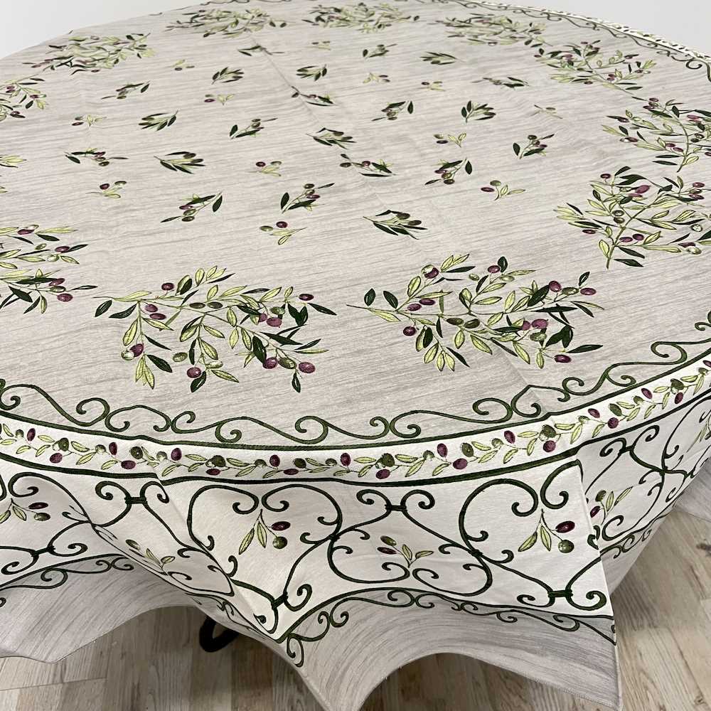 Tovaglia Provenzale Olive Fondo Grigio