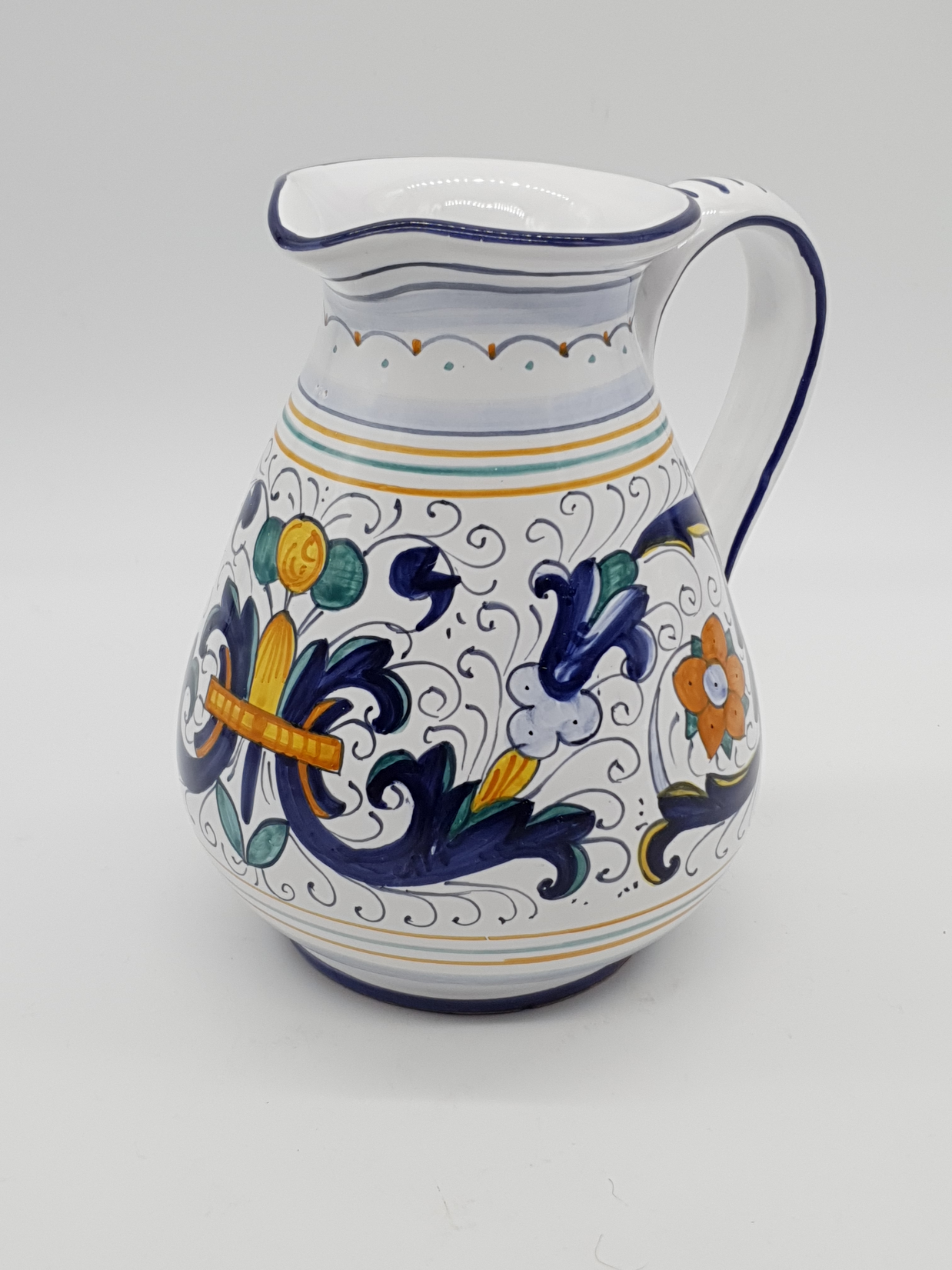Vase With Low Belly Handle Deruta Decoration