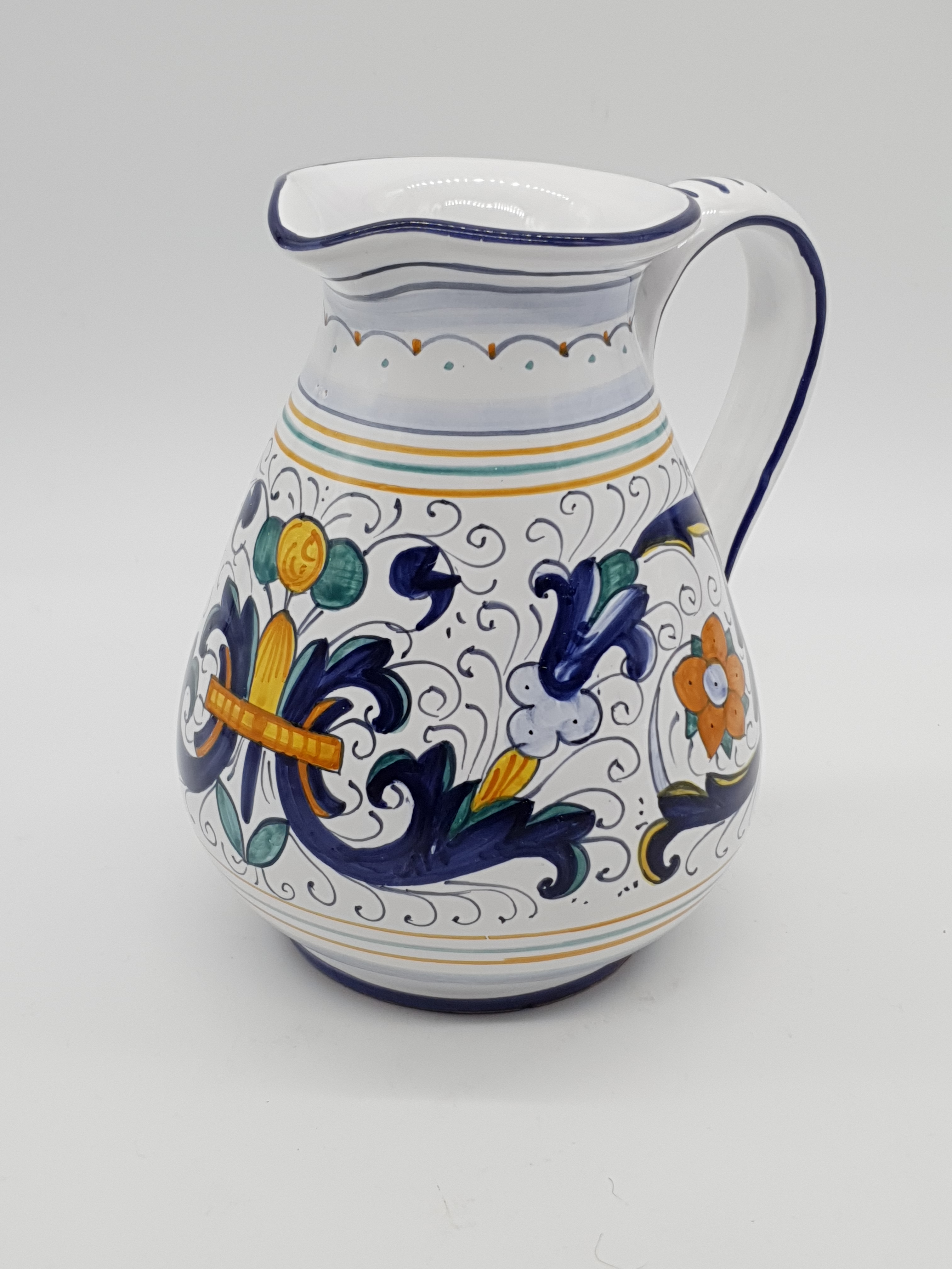 Vase With Low Belly Handle Deruta Decoration