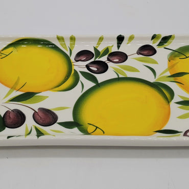 Vassoio Con Manici Decoro Limoni E Olive
