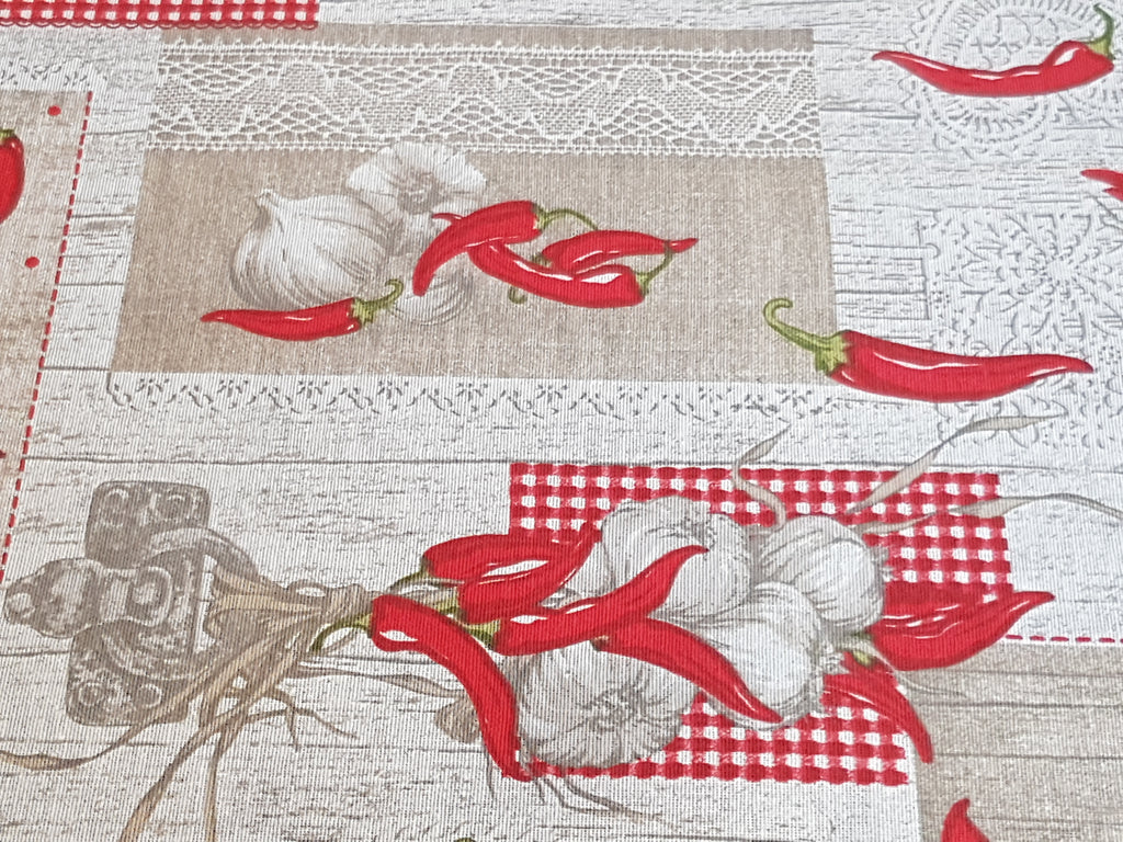 ABAKUHAUS Peperoni Servizio all'Americana, Vari Tipi di Peperoncino, Rettangolare Decorativo per Sala da Pranzo Cucina, 40 cm x 300 cm, Ruby e Verde ABAKUHAUS Peperoni Servizio all'Americana, Vari Tipi di Peperoncino, Rettangolare Decorativo per Sala da Pranzo Cucina, 40 cm x 300 cm, Ruby e Verde