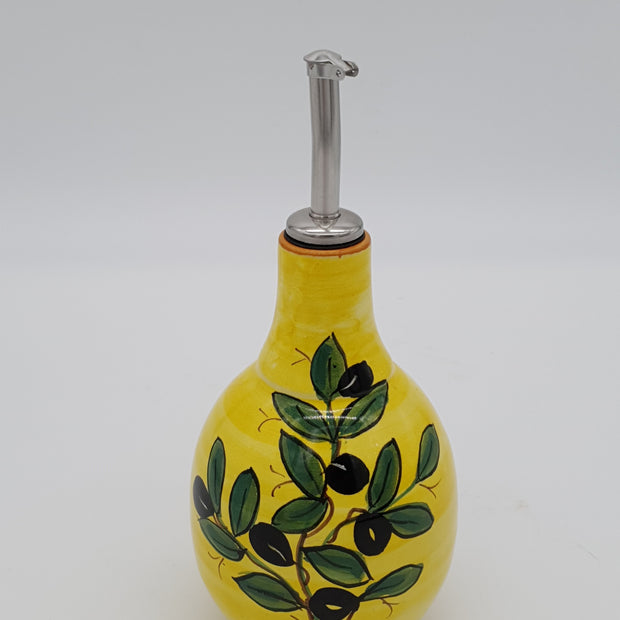 Olive Oil Cruet With Yellow Background