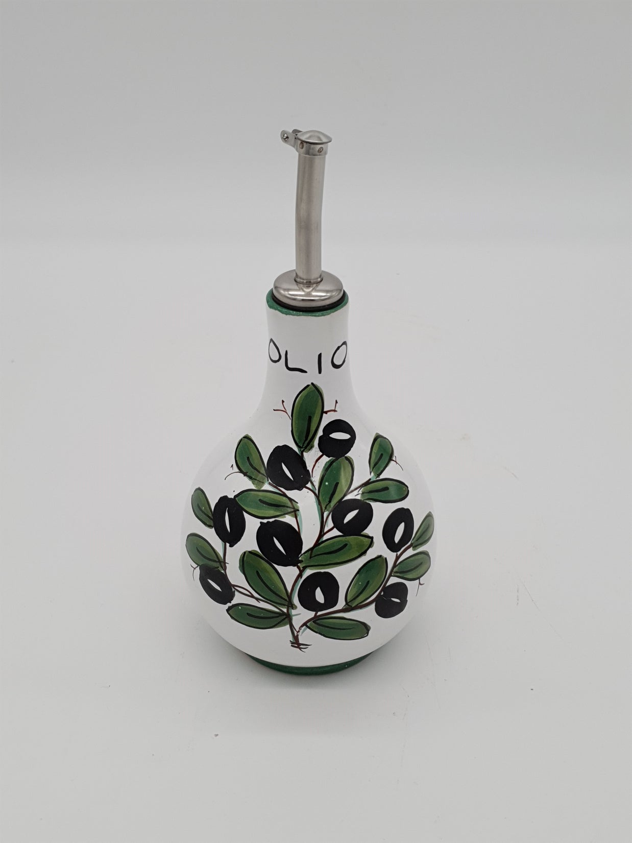 Ampolla Olio Decoro Olive Fondo Bianco