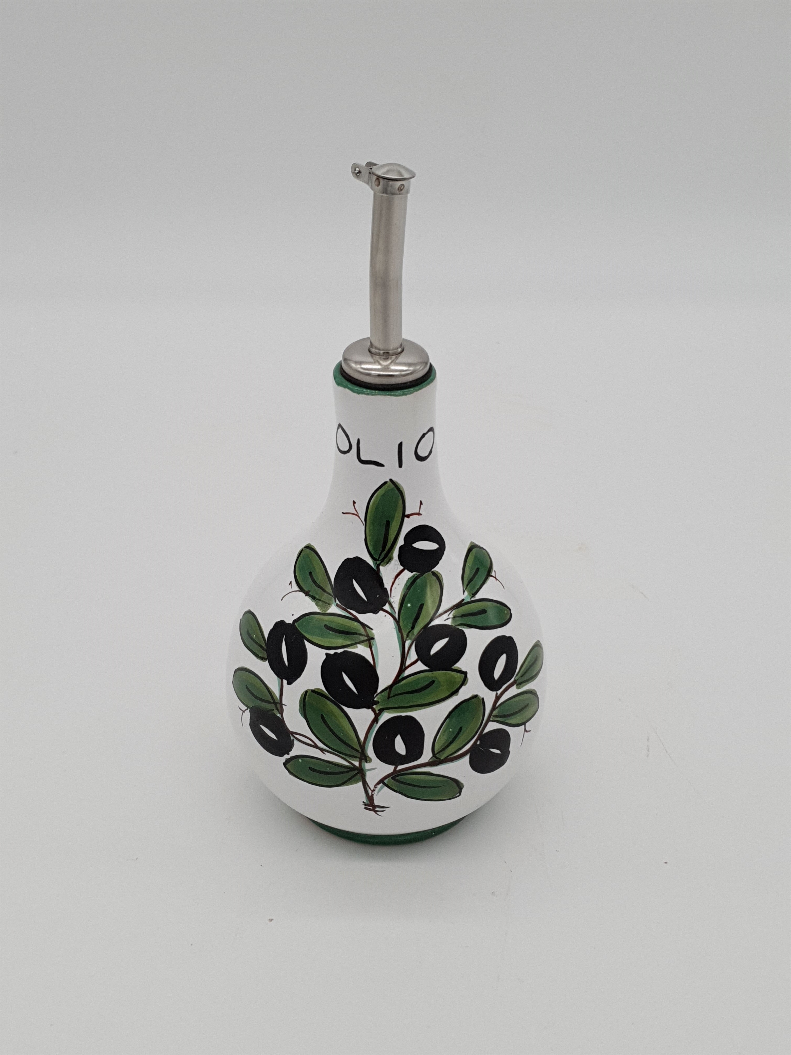 Ampolla Olio Decoro Olive Fondo Bianco