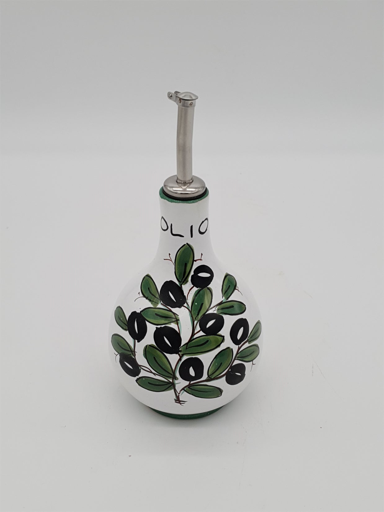 Ampolla Olio Decoro Olive Fondo Bianco