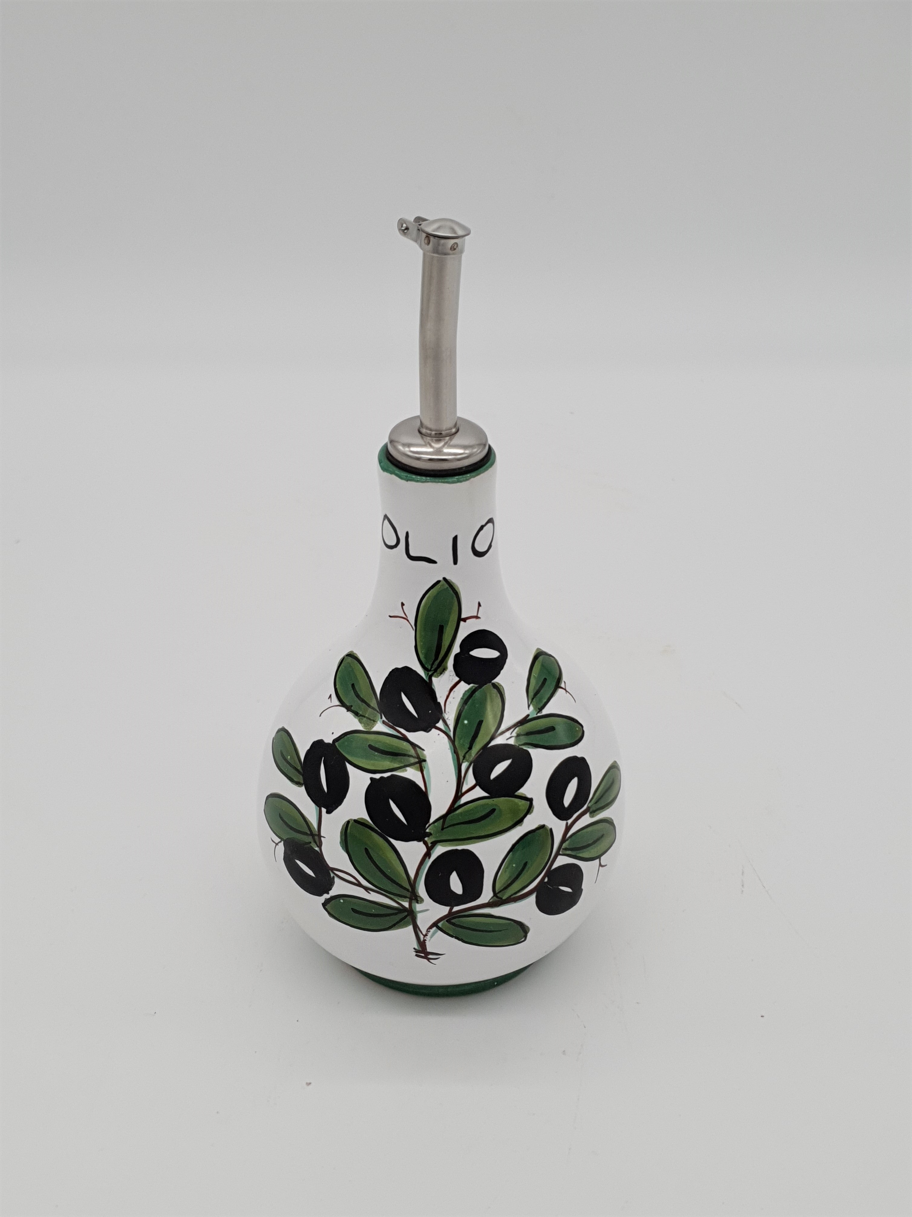 Ampolla Olio Decoro Olive Fondo Bianco