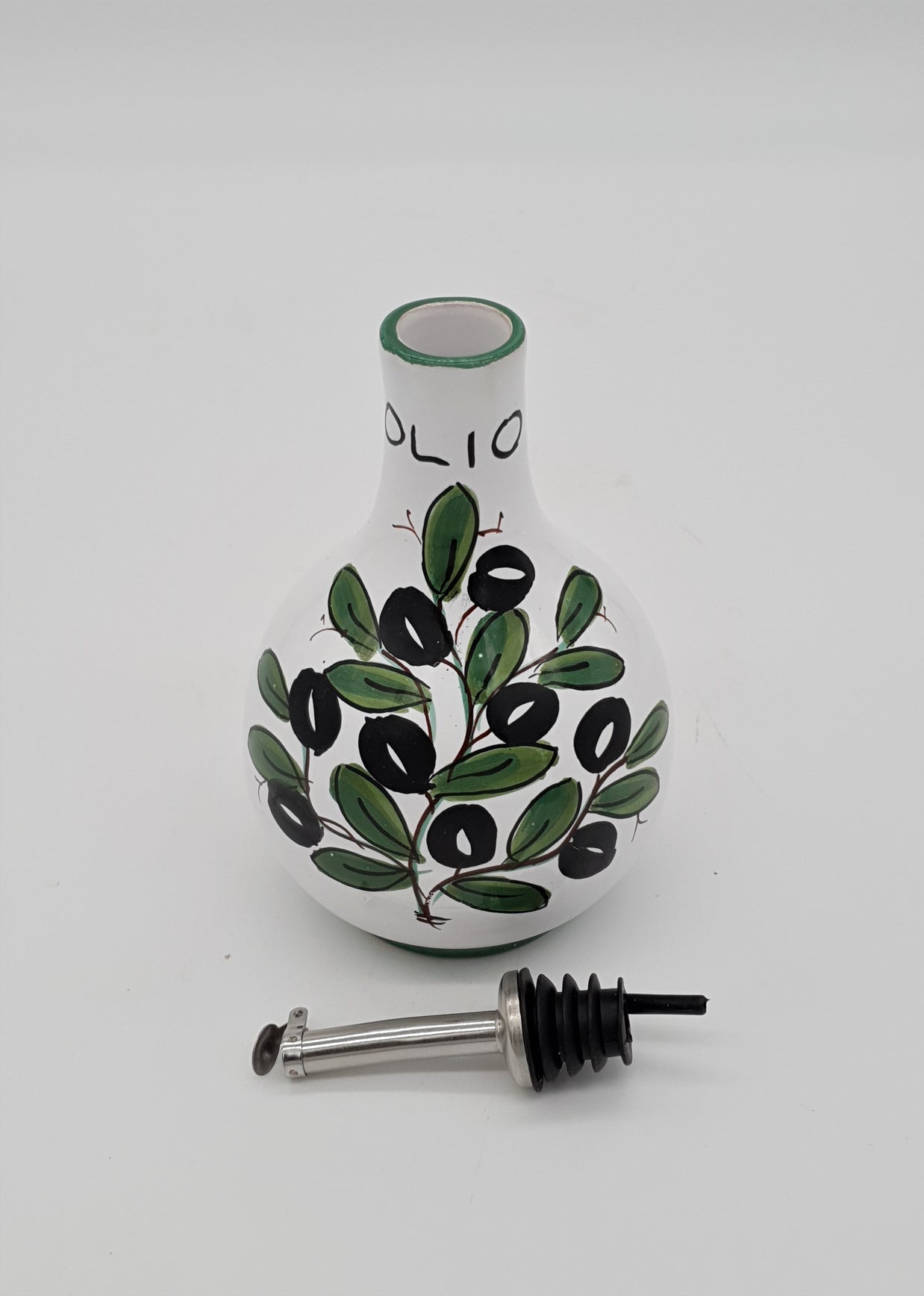 Ampolla Olio Decoro Olive Fondo Bianco