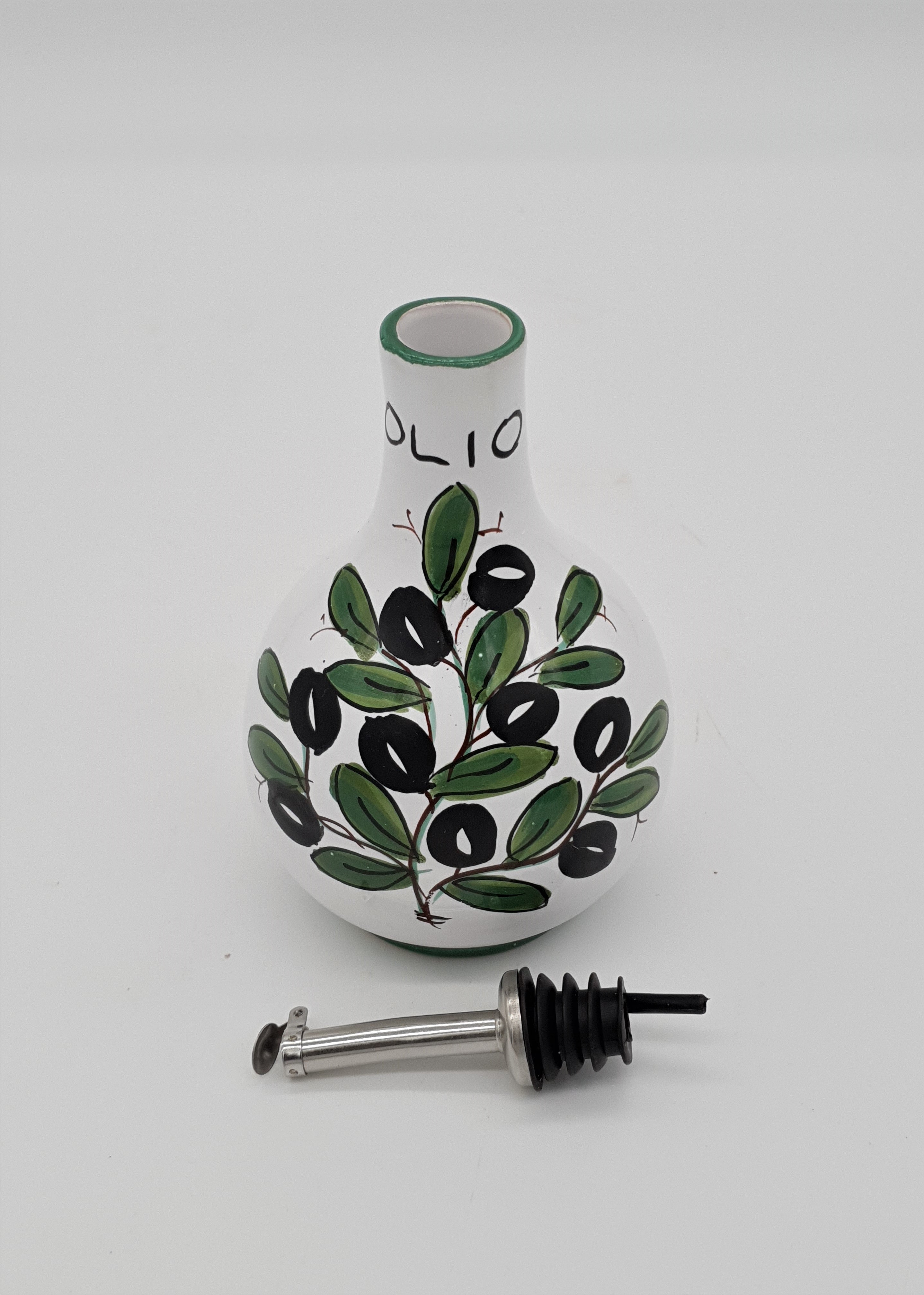 Ampolla Olio Decoro Olive Fondo Bianco