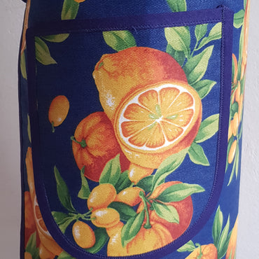 Kitchen Apron Oranges Blue Background