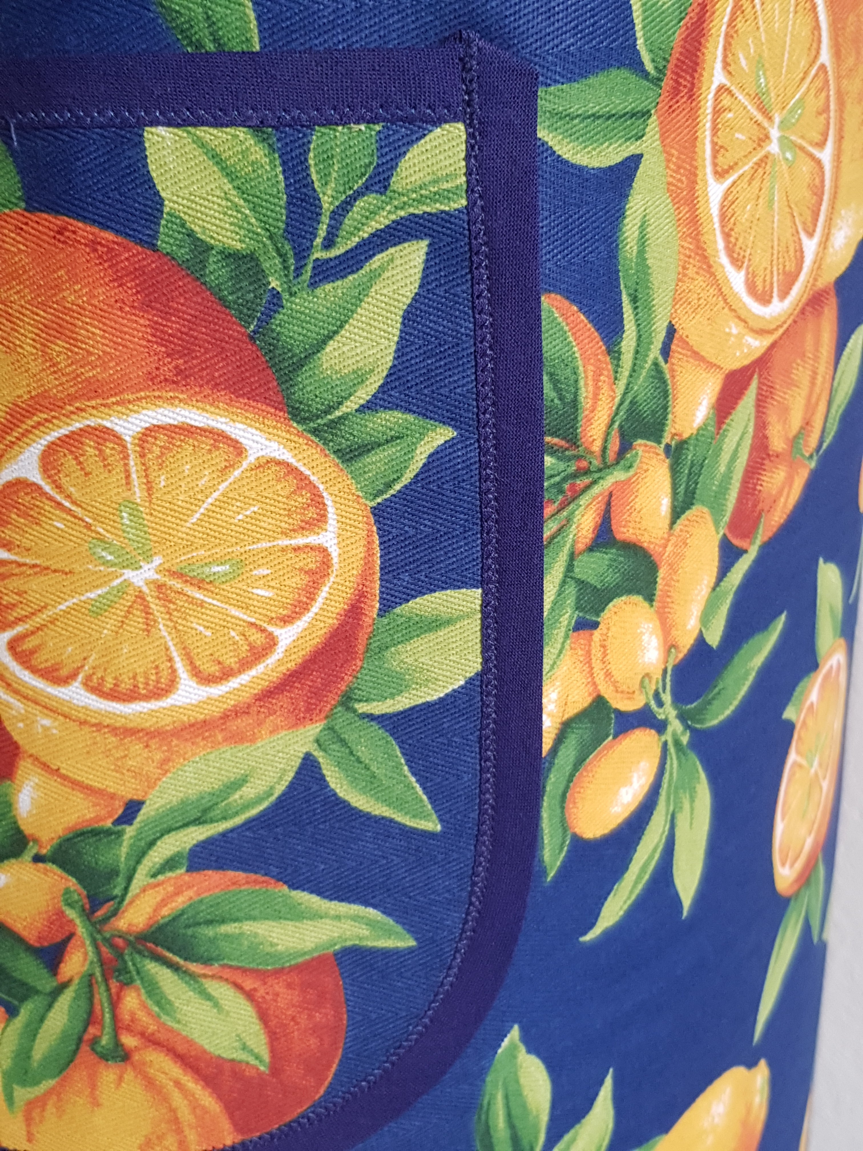 Kitchen Apron Oranges Blue Background