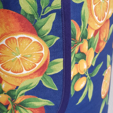 Kitchen Apron Oranges Blue Background