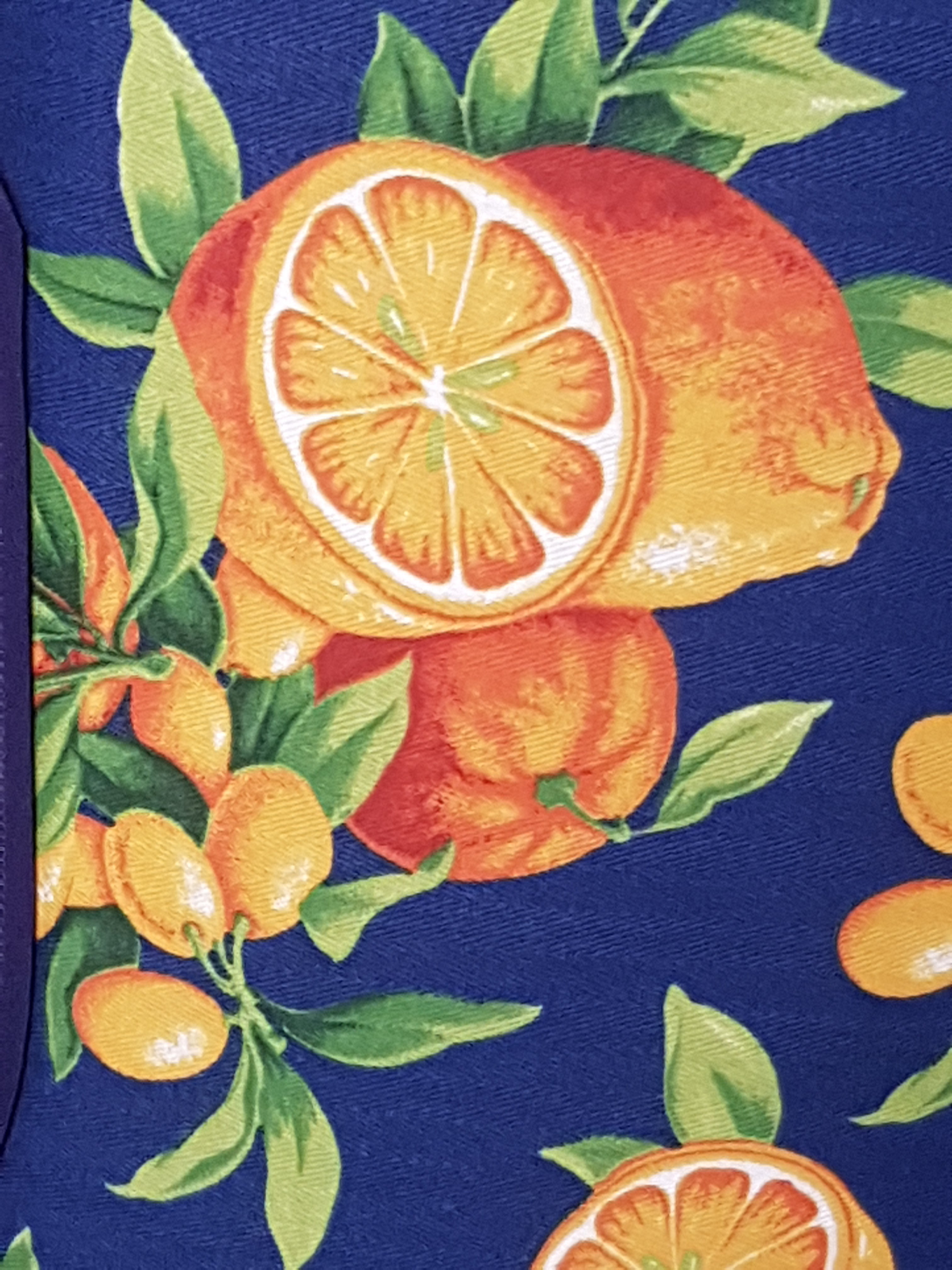 Kitchen Apron Oranges Blue Background