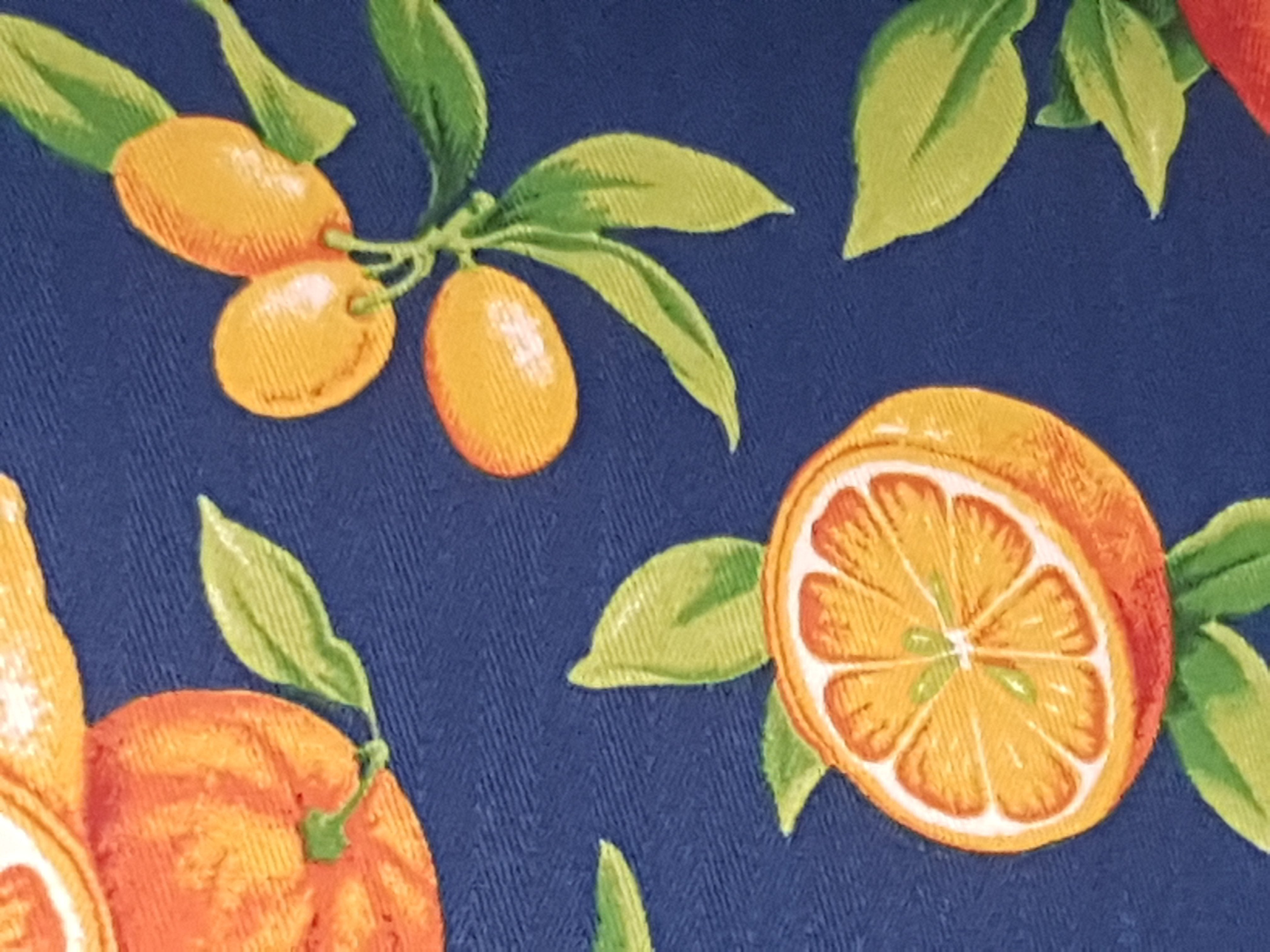 Kitchen Apron Oranges Blue Background