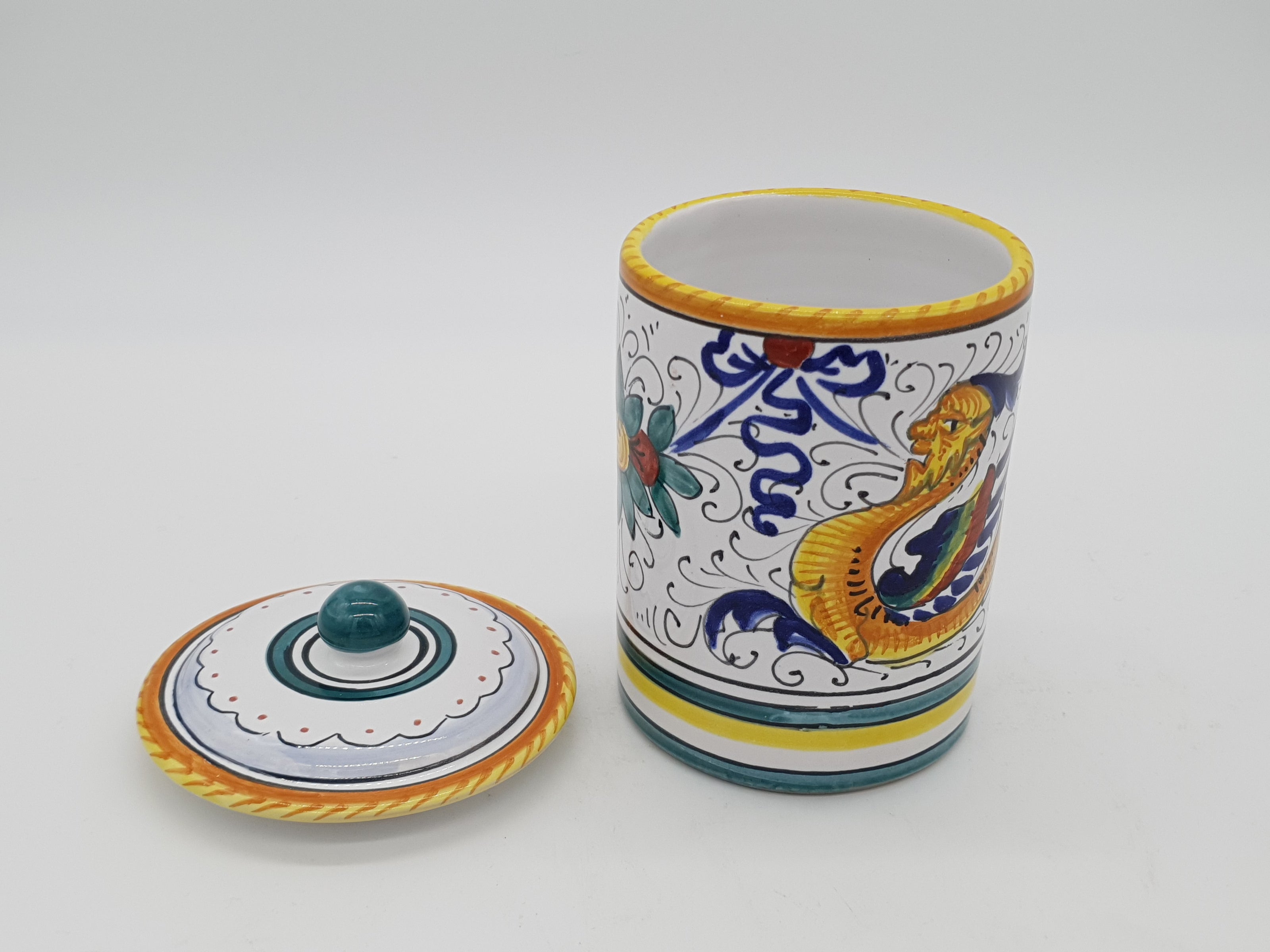 Barattolo Con Coperchio Decoro Raffaellesco