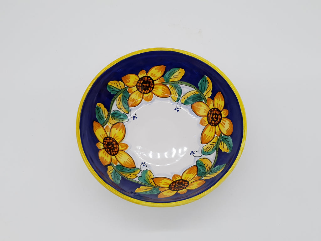 Ciotole in ceramica dipinte a mano con girasoli - Set da 4, decoro toscano - Italia Ciotole in ceramica dipinte a mano con girasoli - Set da 4, decoro toscano - Italia