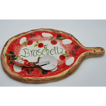 Bruschetta ovale con manico e taglia pizza