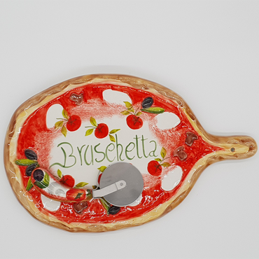 Bruschetta ovale con manico e taglia pizza