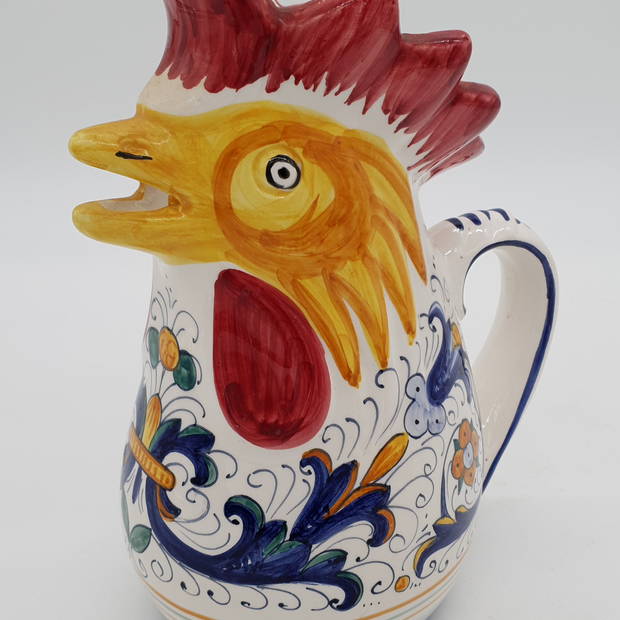 Brocca A Forma Di Gallo Decoro Deruta