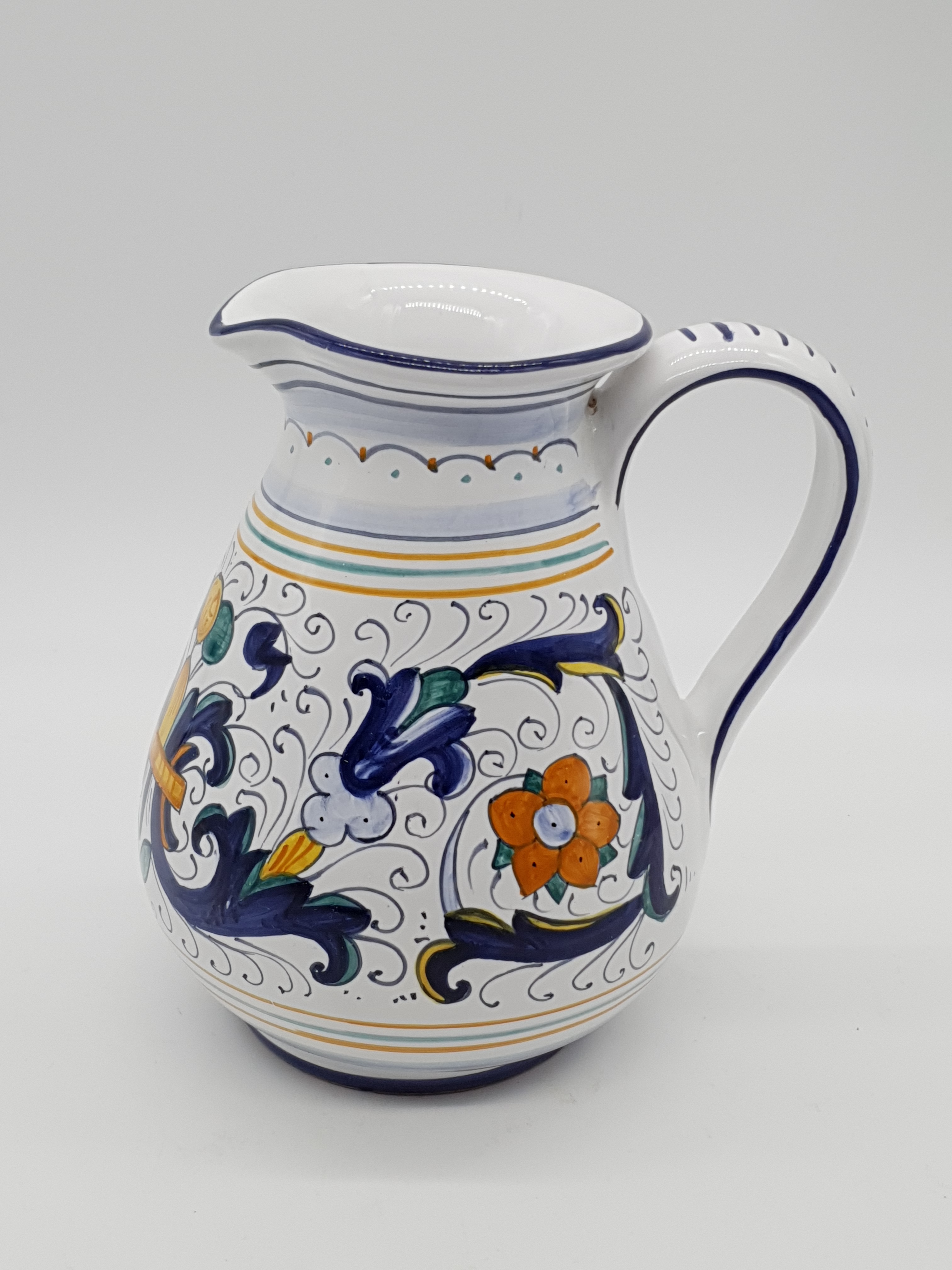 Vase With Low Belly Handle Deruta Decoration