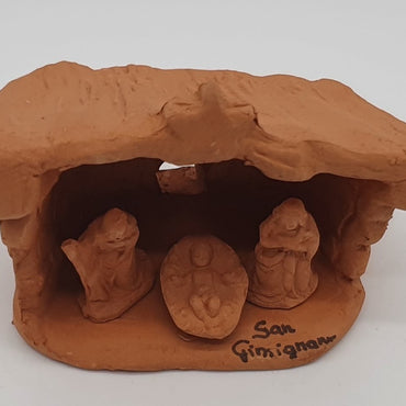 Terracotta Nativity Scene with Hut 3 Pieces cm 2,5
