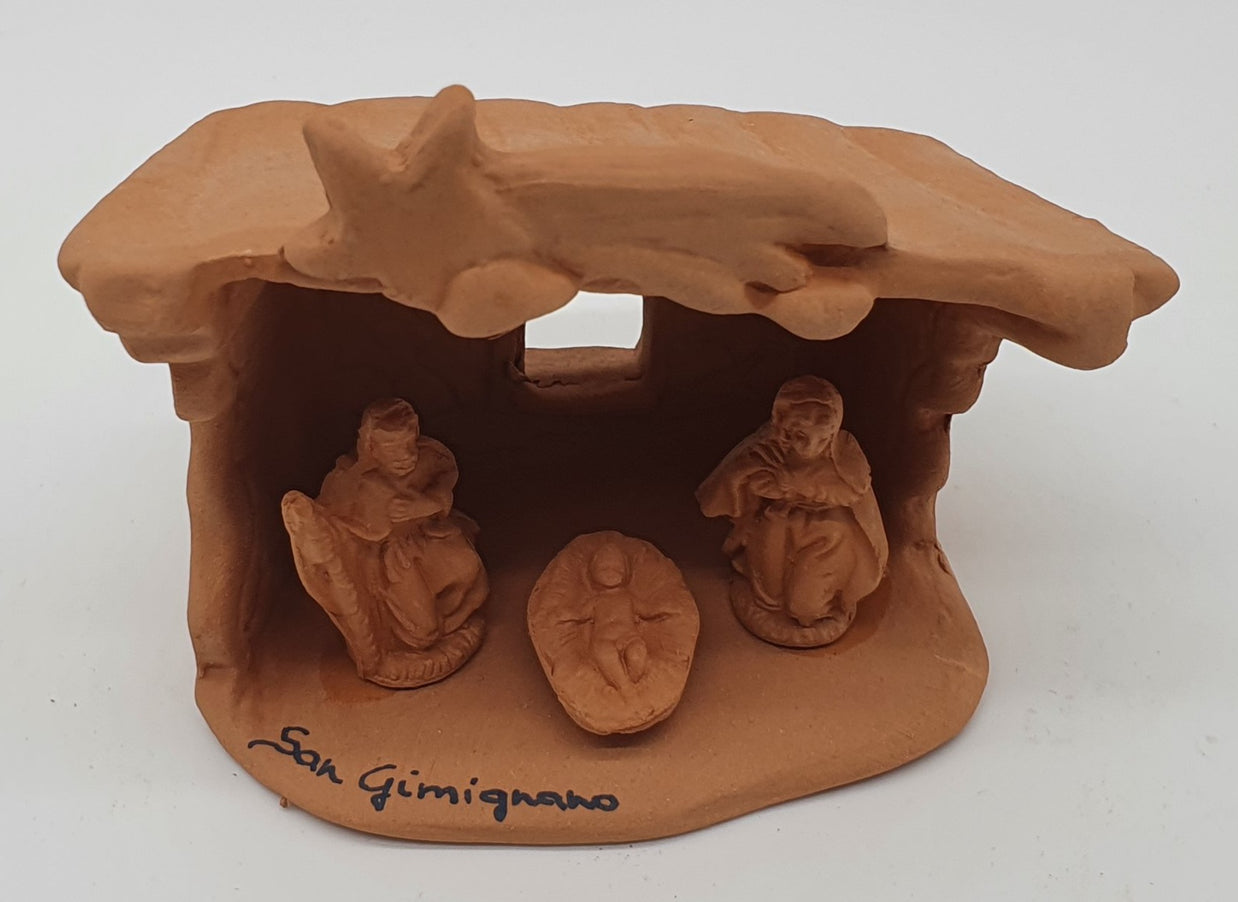 Presepe Terracotta Con Capanna 3 Pezzi cm 3,5