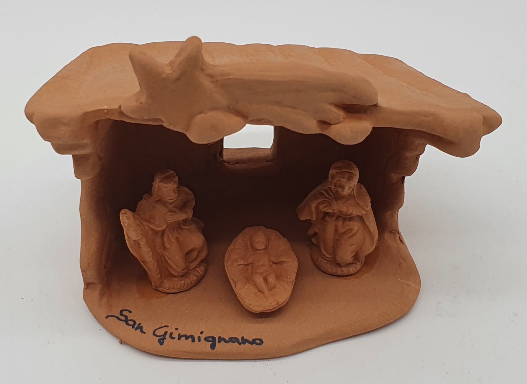 Presepe Terracotta Con Capanna 3 Pezzi cm 3,5