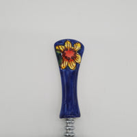 Sunflowers Corkscrew Blue Steel Ceramic Background