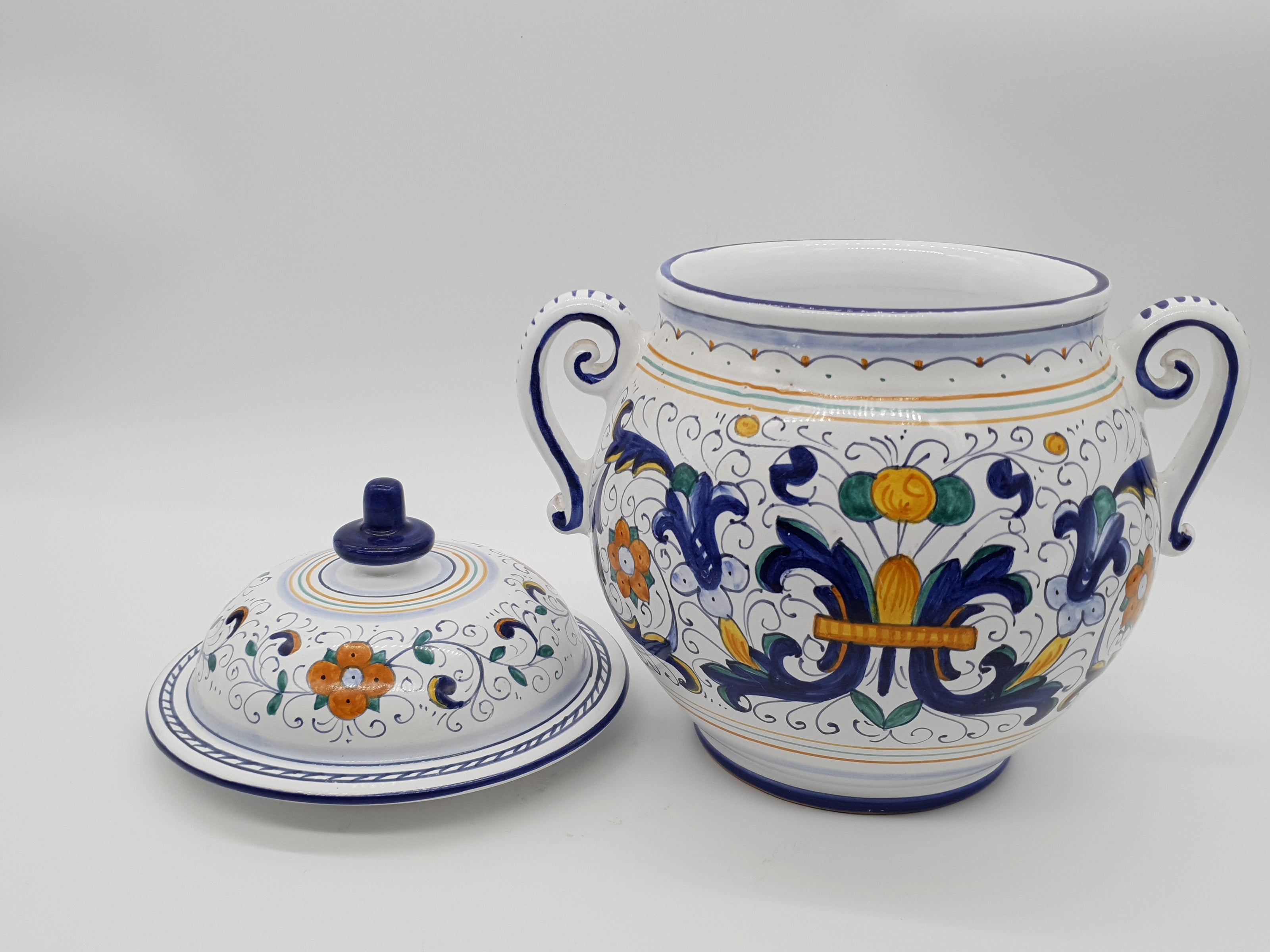 Zuppiera Alta Con Manici Decoro Deruta