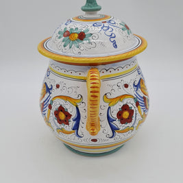 Zuppiera Alta Con Coperchio Decoro Raffaellesco