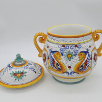 Zuppiera Alta Con Coperchio Decoro Raffaellesco