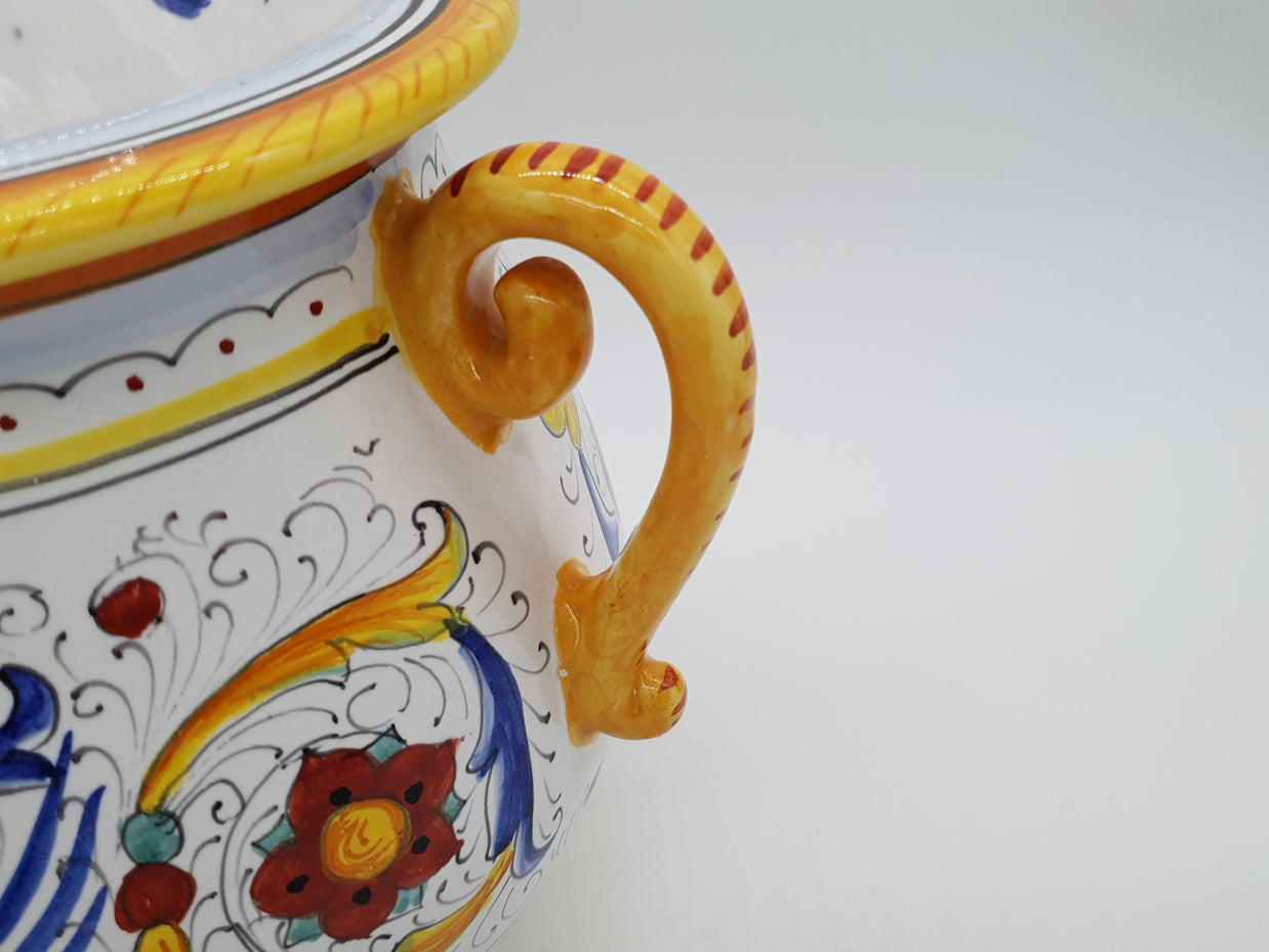 Zuppiera Alta Con Coperchio Decoro Raffaellesco