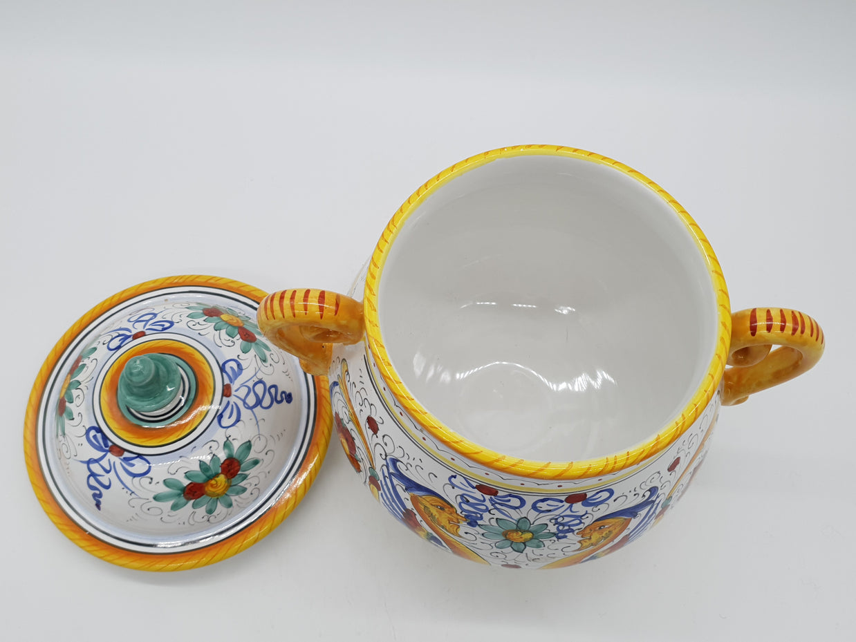 Zuppiera Alta Con Coperchio Decoro Raffaellesco
